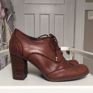Tommy Hilfiger Brown Leather Oxford Booties